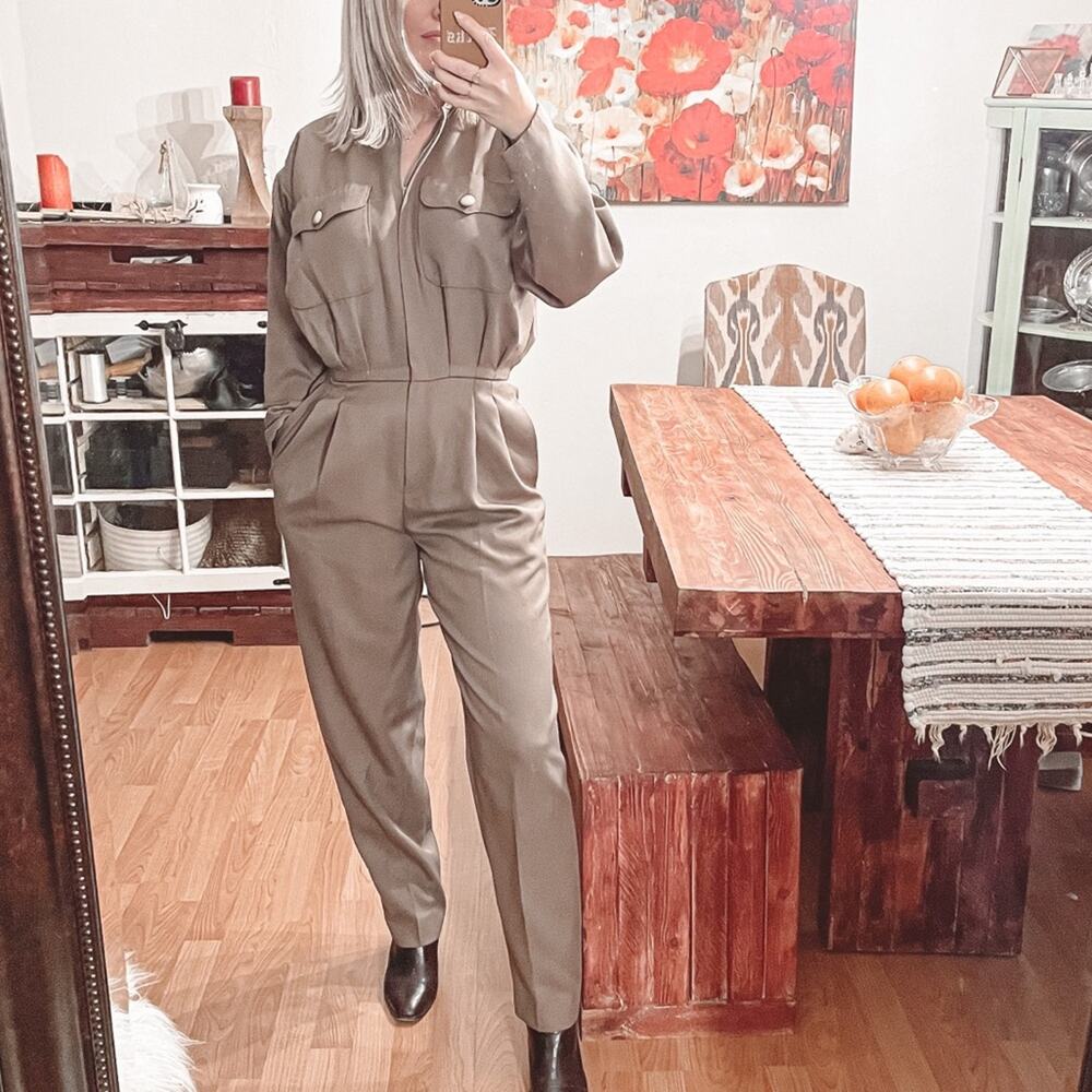 Vintage Khaki Cargo Utility Jumpsuit Flight Suit XS/S